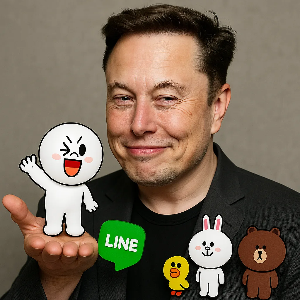 「もうLINEは古い?」――旧 Twitterのチャットベータ版 XChatはAI時代のメッセージング覇者になれるのか? - df10ad8894f96654217a3363cd5431b0 LINEキャラを手に微笑む男――メッセージアプリ覇権の行方は?